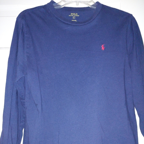 Polo Ralph Lauren Other - Polo Ralph Lauren Long Sleeve Navy blue with red Signature Polo logo, Size:Large
